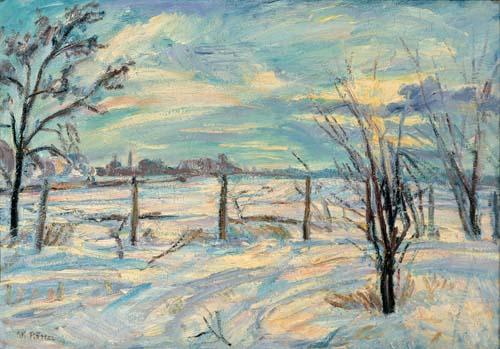 Waldemar Rosler Landscape in lights fields in the winter oil painting image